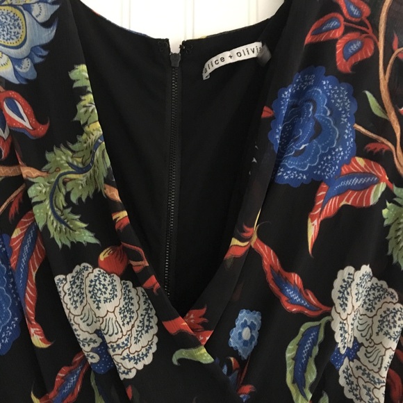 Alice + Olivia black floral print dress SIZE 2 - Picture 4 of 9